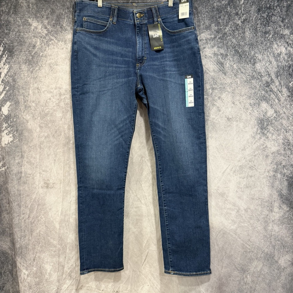 Lee Extreme Motion Athletic Fit Jeans Mens 36x34 Blue Stretch Denim